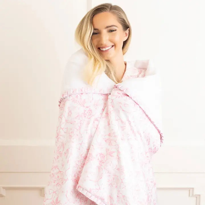 Pink Toile Throw Blanket