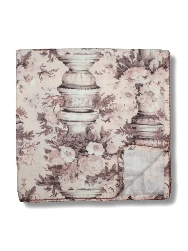 Pink Floral Pillars Muslin Blanket