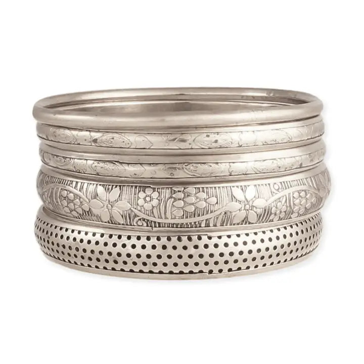 Victorian Vintage Silver Bangle Set of 5