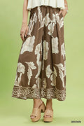 Botanical Print Wide Leg Pants