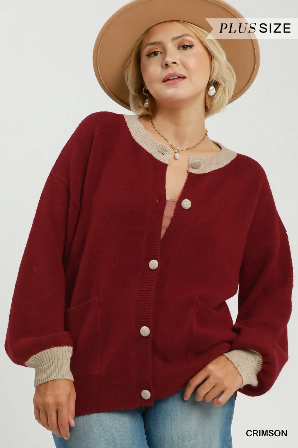 Contrast Trim Button Down Knit Cardigan