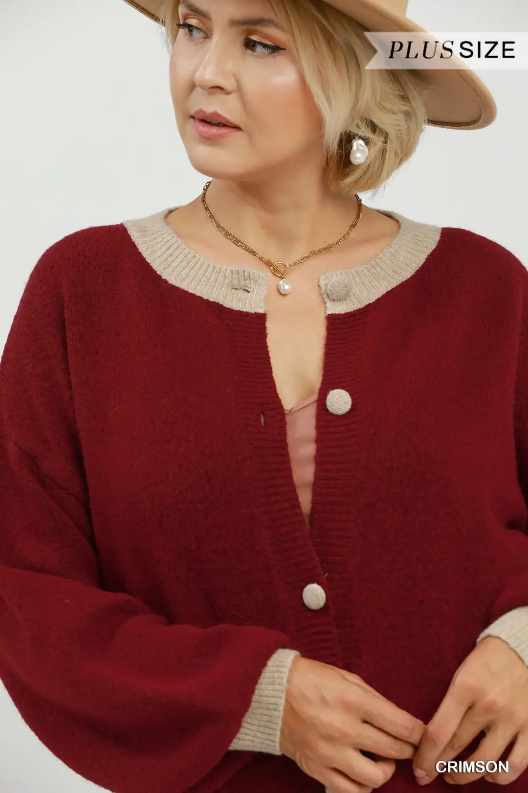 Contrast Trim Button Down Knit Cardigan