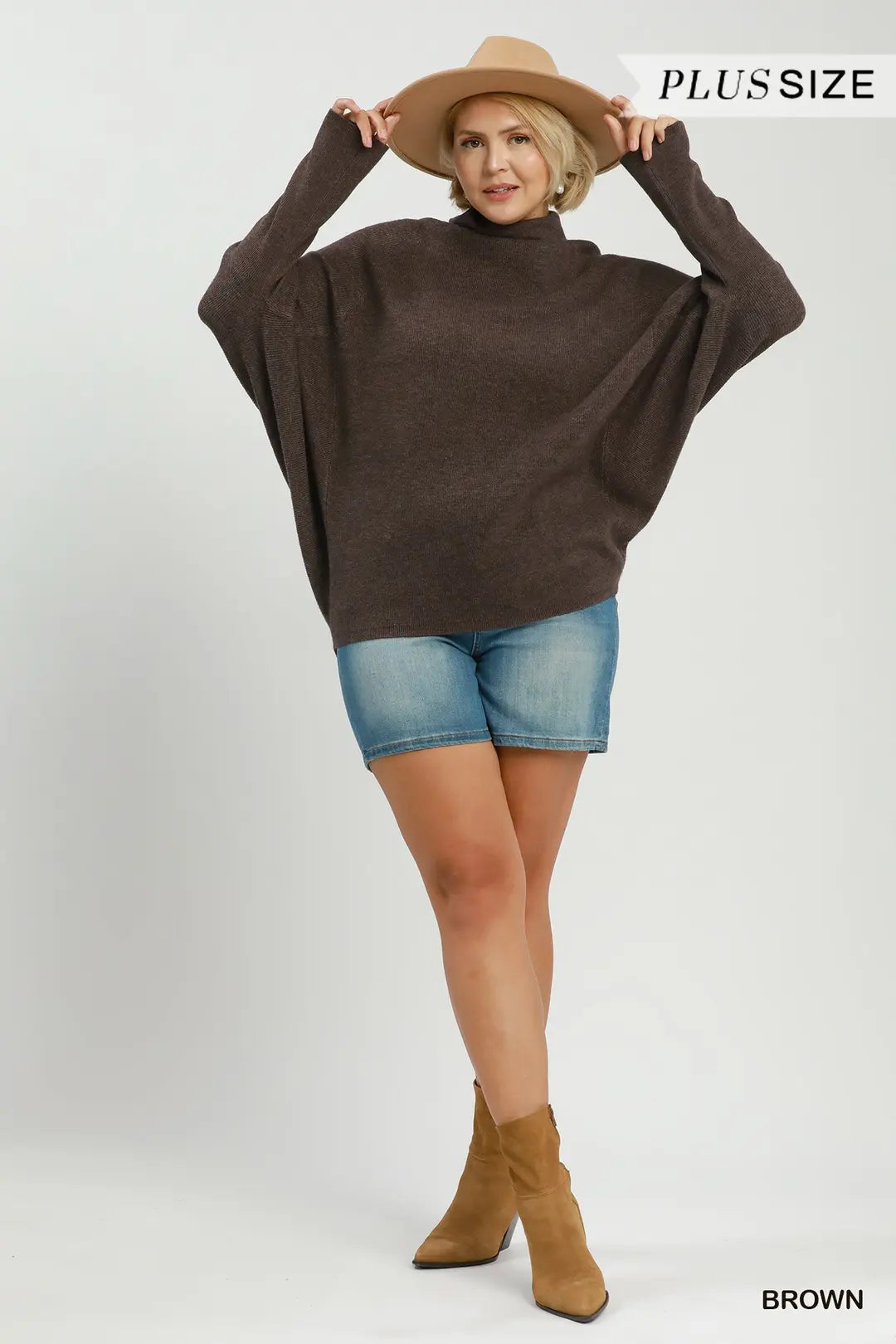 Soft Knit Turtle Neck Dolman Sweater Top