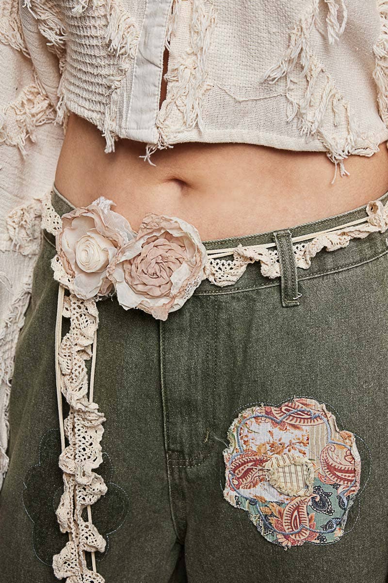 Handmade Crochet Flower Casual Layering Belt