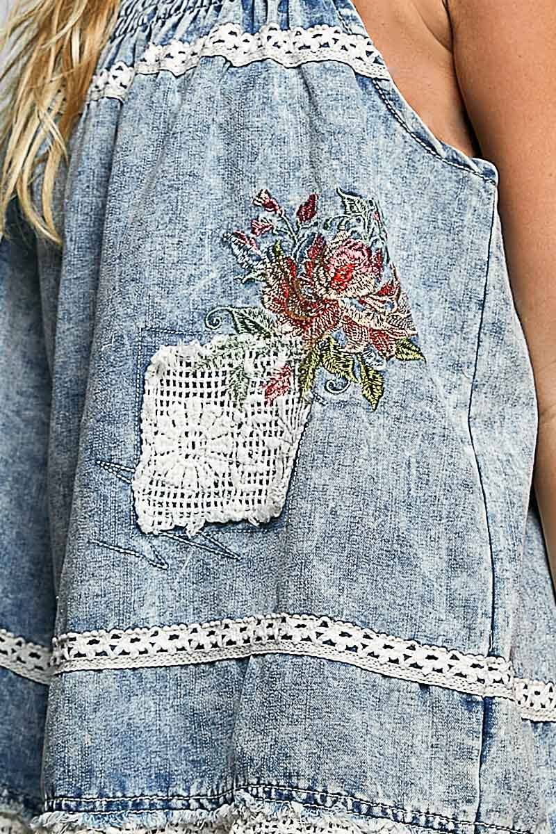 Square Neck Denim Top