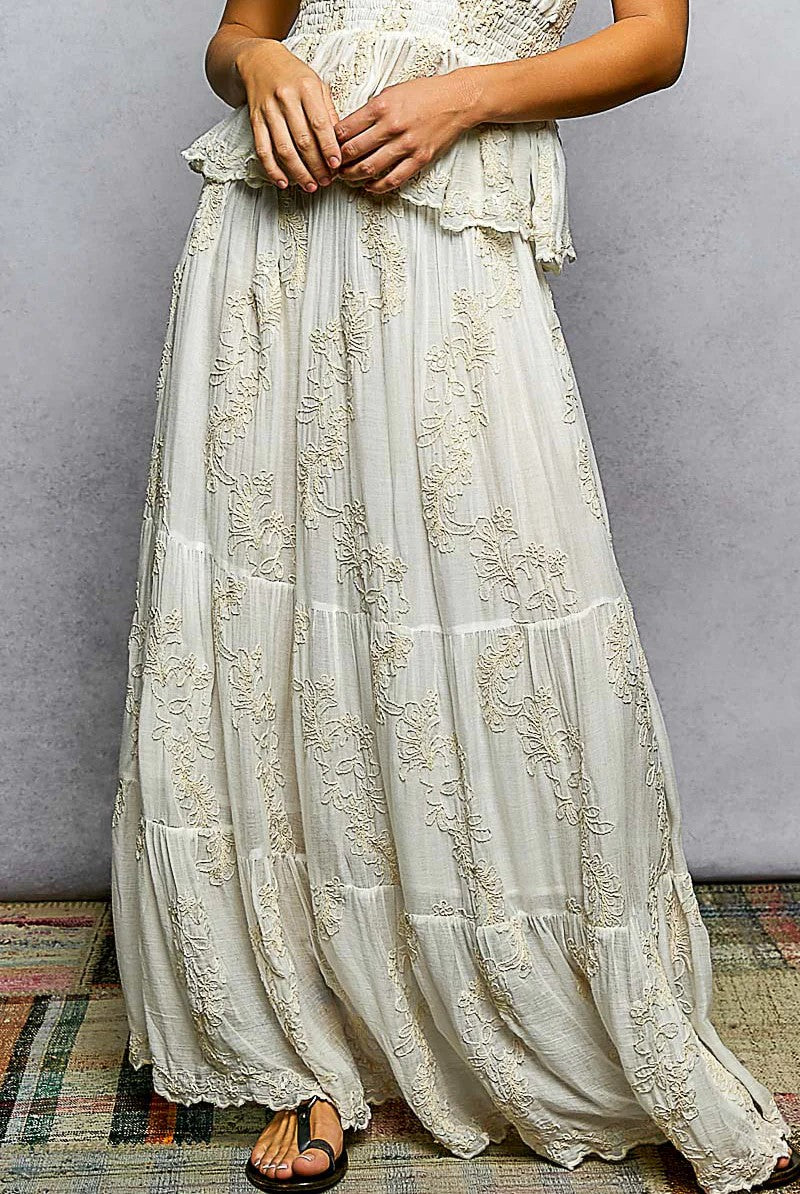 Beaded Lace Maxi Skirt