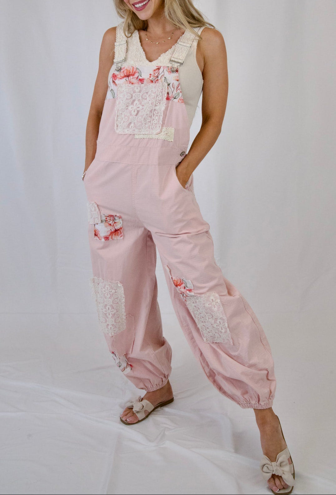 Blush Patchwork Overalls
