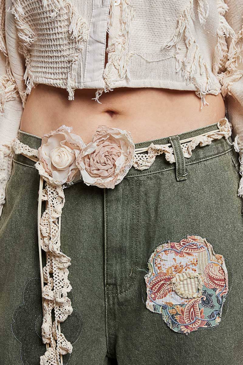 Handmade Crochet Flower Casual Layering Belt