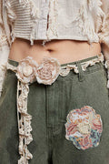 Handmade Crochet Flower Casual Layering Belt
