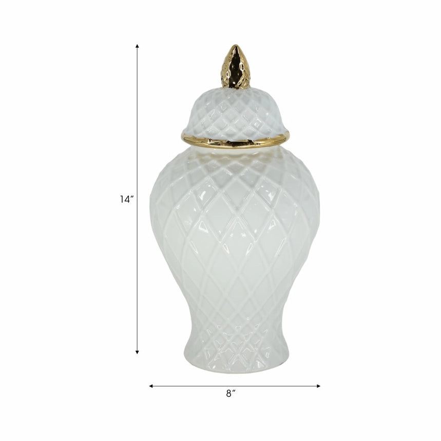 White Ceramic Textured Jar