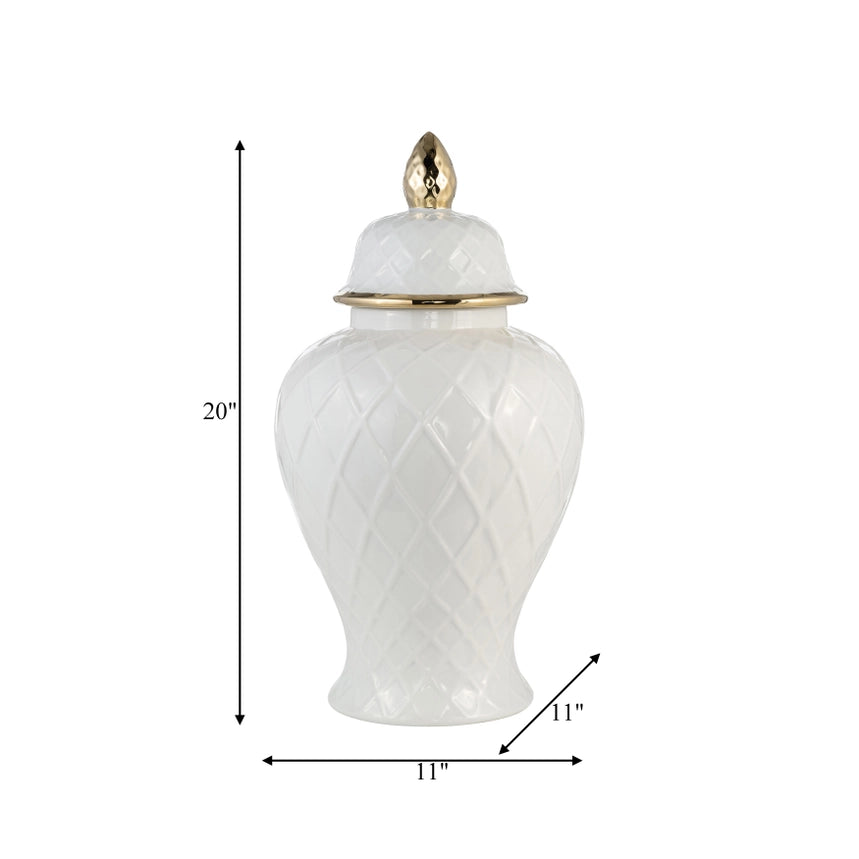 White Ceramic Textured Jar