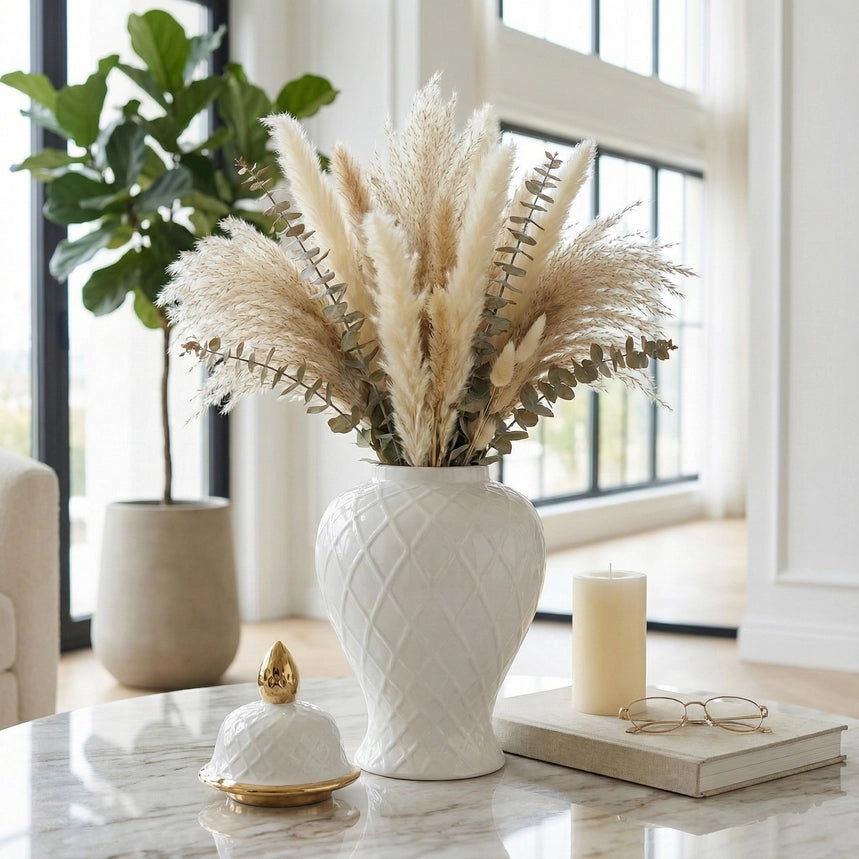 White Ceramic Textured Jar