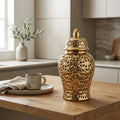 Ceramic Cutout Ginger Jar with Lid