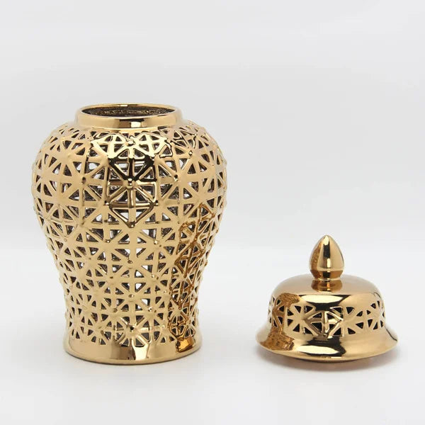 Ceramic Cutout Ginger Jar with Lid