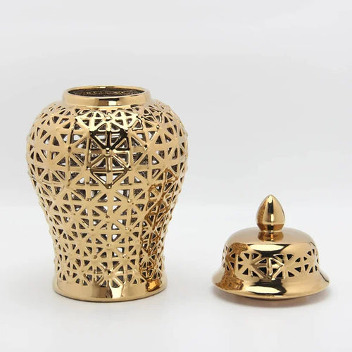 Ceramic Cutout Ginger Jar with Lid