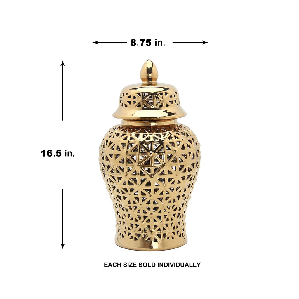 Ceramic Cutout Ginger Jar with Lid