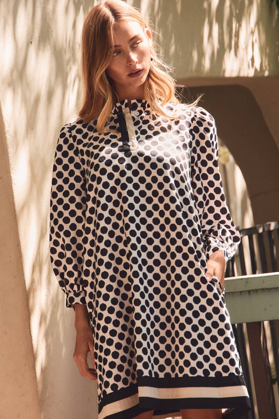 Allover Polka Dot Shift Dress