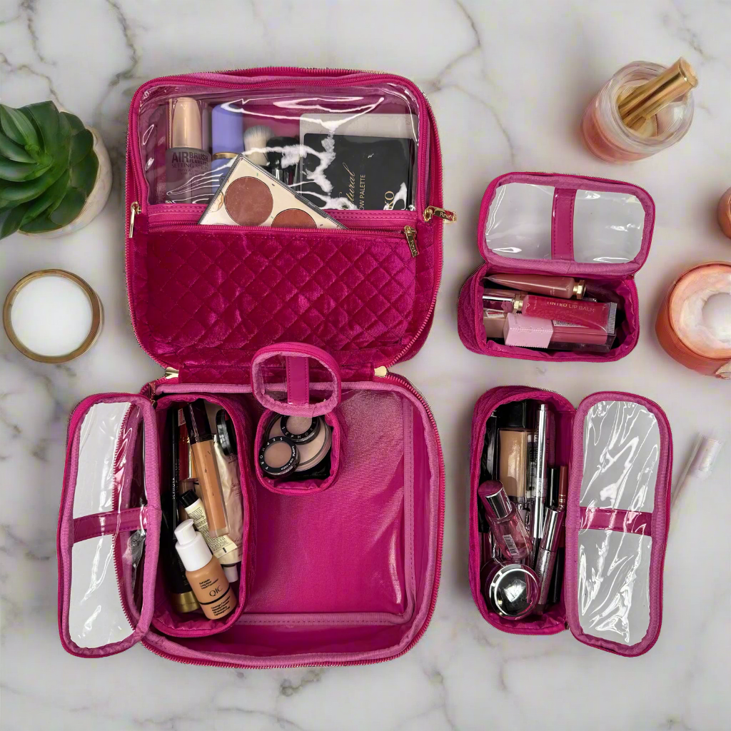 Mini Diva Makeup Case - Fuchsia Velvet