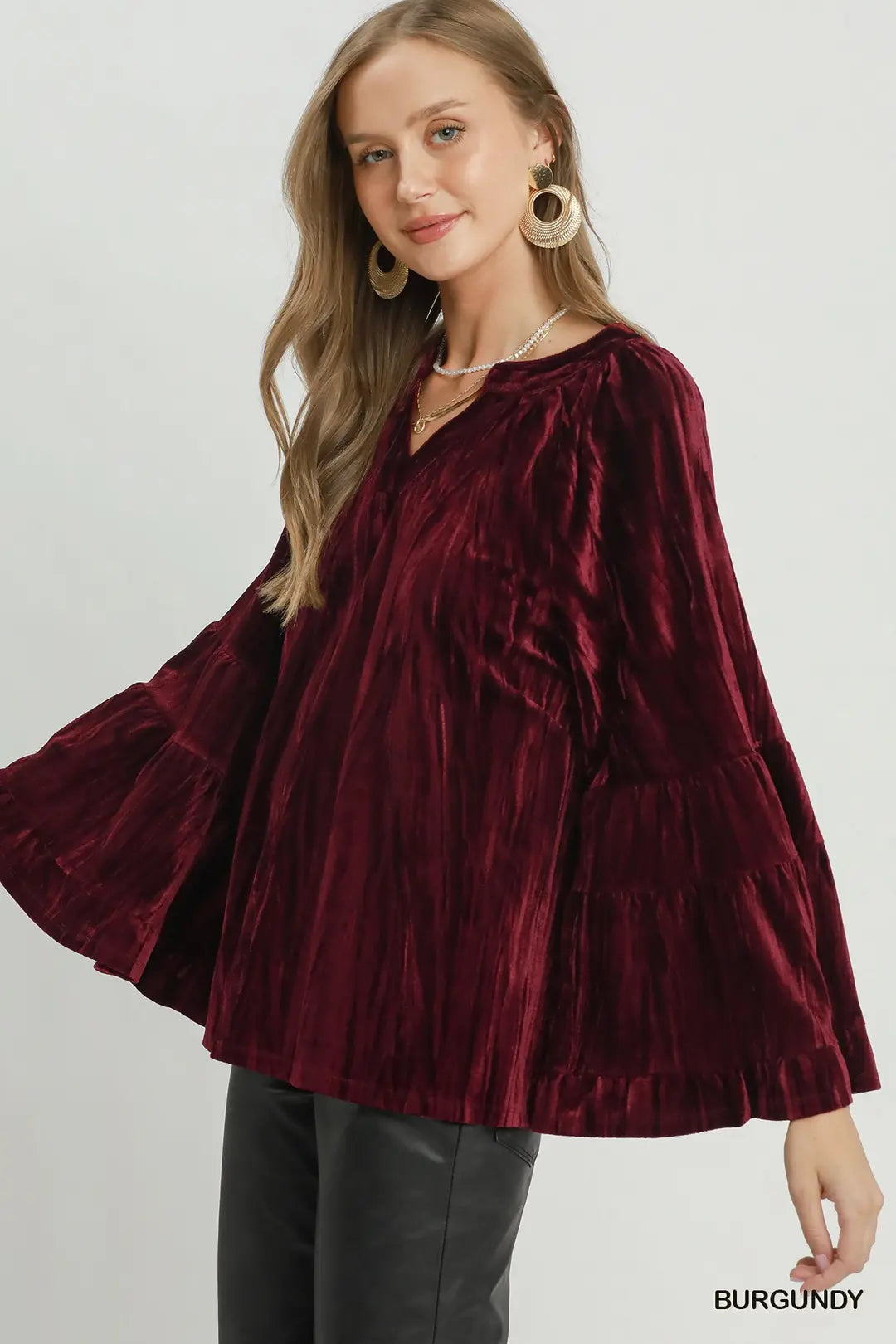 Velvet Bell Sleeve Top